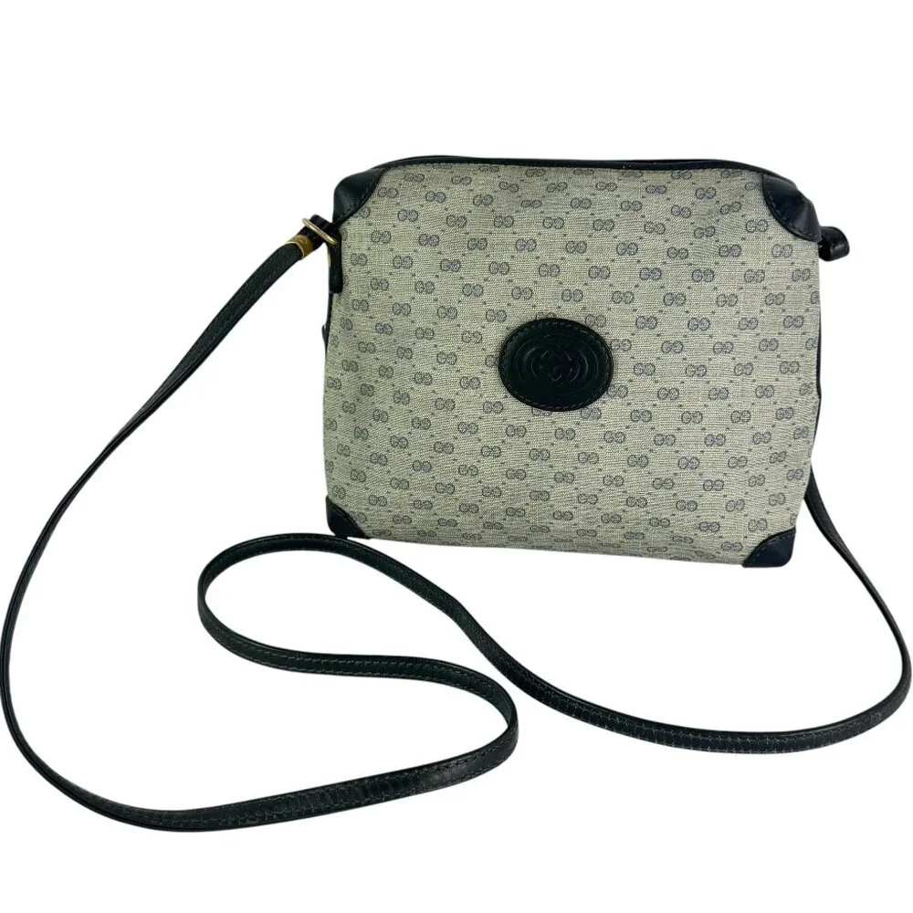 Classic Beige Monogram Crossbody Bag with Black Trim